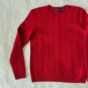 Polo Ralph Lauren Wool Cashmere Red Cable Knit Sweater